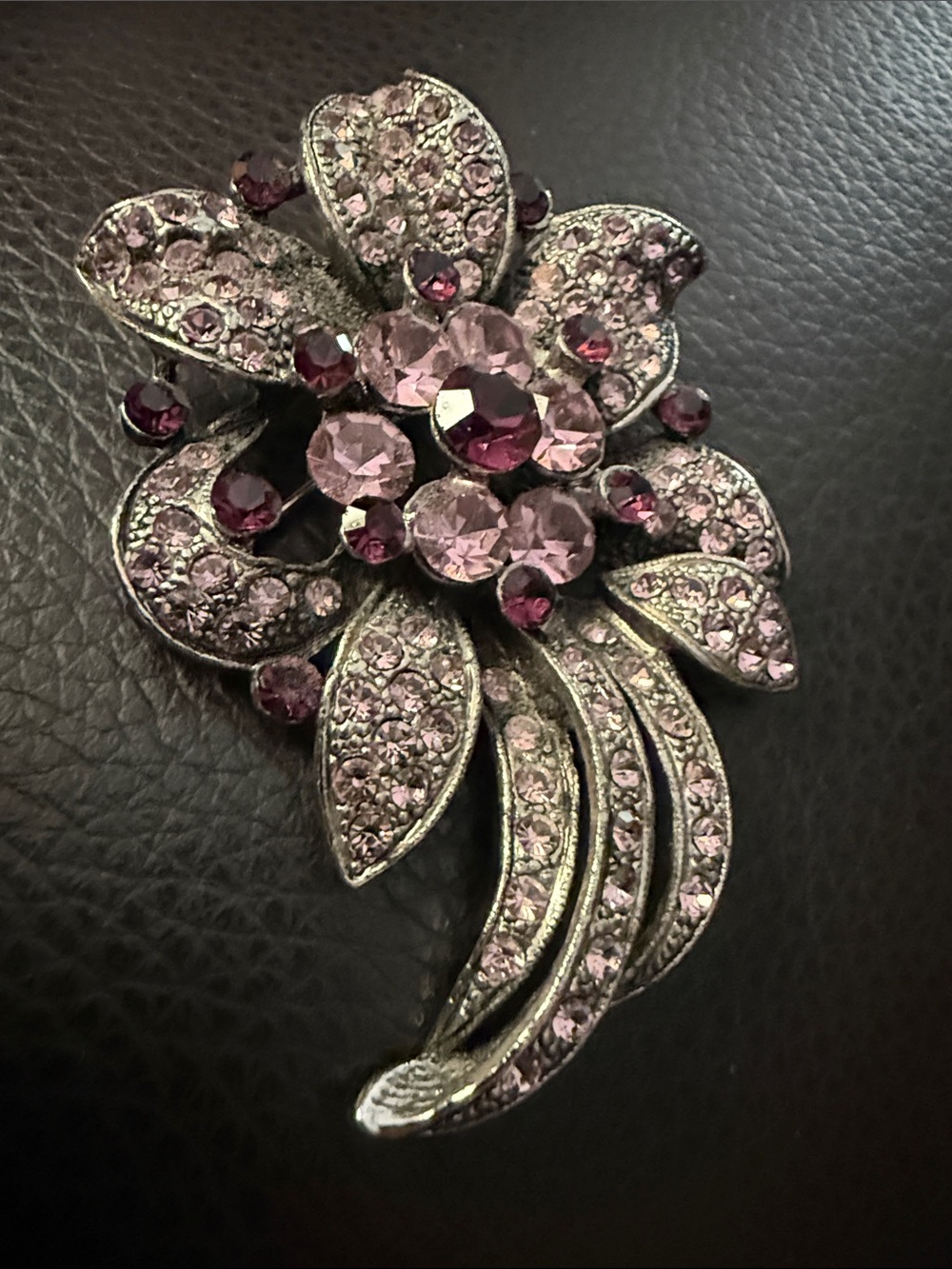 Vintage Purple Floral Brooch Pin